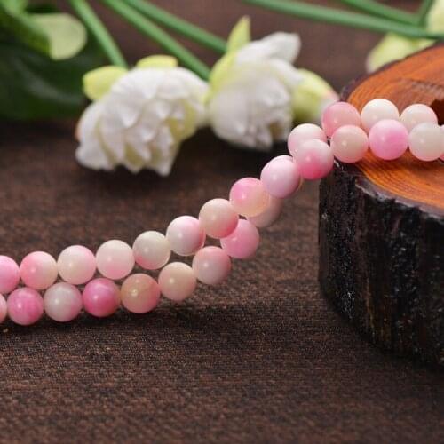 Joanlyn Grade A Natural Multi-tones Pink White Jade Beads 6mm 8mm 10mm 12mm Smooth Polished Round 15 Inch Strand JA08