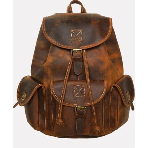 KALDOBEN Genuine Leather Mens Backpack Male Large Capacity Laptop Bag Men Travel Backpacks Vintage Cowhide Leather School Bags