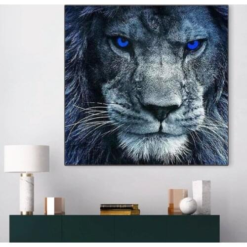 Blue Eyes Lion Picture Animal Canvas Painting Modern Posters and Prints Wall Art Picture for Living Room Home Decoration Cuadros