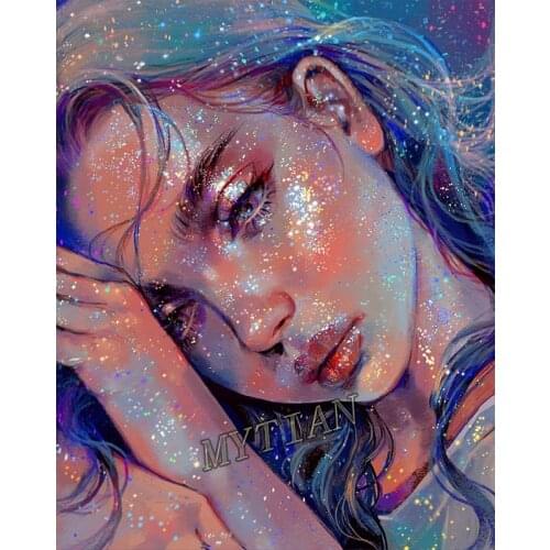 Full square/round 5D DIY diamond painting Colored girl portrait Embroidery Pattern resin Cross stitch kit mosaic room decor