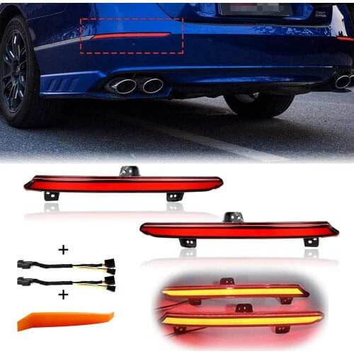 Red Lens Rear Fog Light Bumper Reflector Brake Tail Sequential Flash Signal Lights Lamp For 2018-2020 Honda Accord 10th