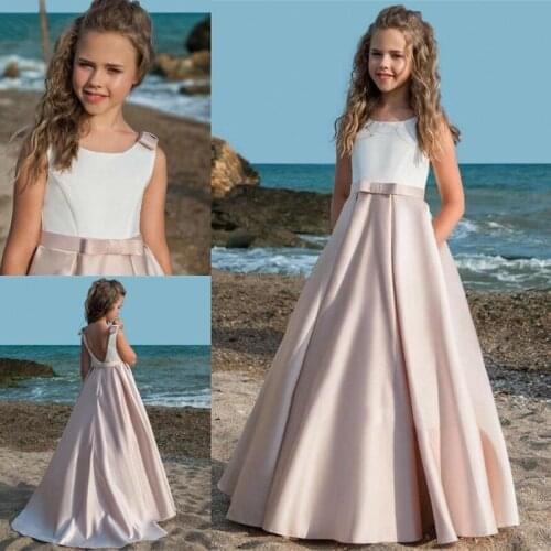Lace Flower Girl Dresses for Wedding Pearls Wasit Jewel Neck Infant Toddler Baby Kids Dresses