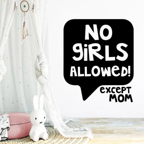 Hot no girls allowed except mom Wall Sticker Home Decoration Accessories For Kids Rooms Nursery Room Decor Decal