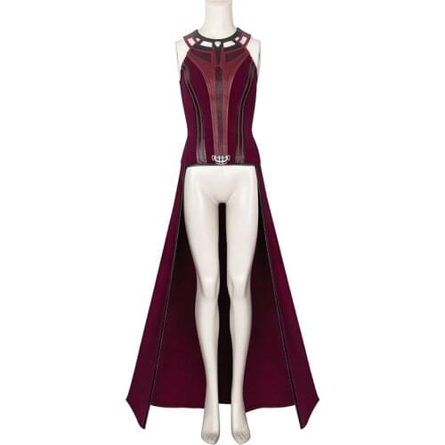 Fancy Halloween Masquerade Wanda Top Cosplay WandaVision Costume Adult Women Red Clothes