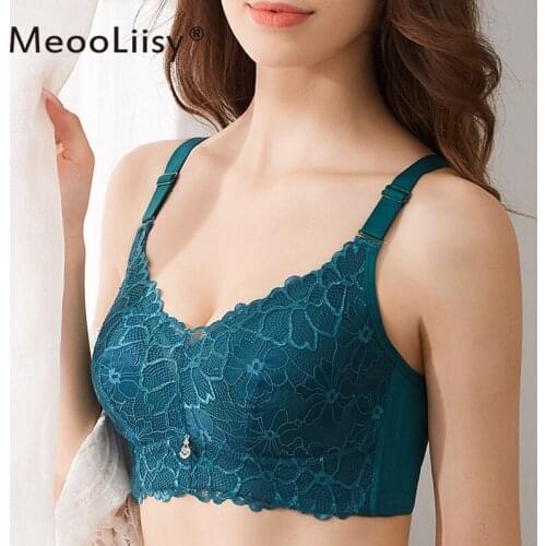 MeooLiisy Lace Trim Large Size Womens Free Bra Thin Brassieres Womens Underwear Sexy Intimates Push Up Bra With Padding