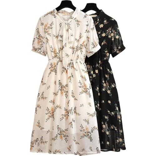 Fashion Women Dress Casual Loose Style Floral Summer Dress Short Sleeve Chiffon Dresses Vestidos Femme Dress Robe Plus Size 6XL