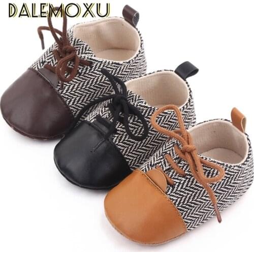 Baby Moccasins Leather PU Baby Boy Shoes Newborn First Walkers Non-slip Soft Sole British Style Infant Prewalker 6 to 9 Months