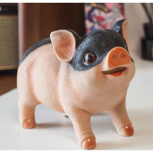 Cartoon Pig Piggy Bank Kids Creative Funny Happy Birthday Gift Resin Money Boxes Cute Animal Salvadanaio Home Decor DI50CXG