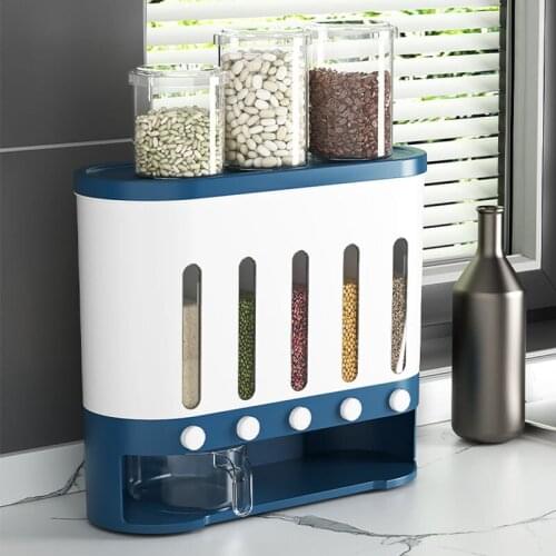 Wall-Mounted Rice Bucket Oatmeal Storage Box Rice Dispenser Food Containers Cereal Dispenser Moisture-Proof Kitchen Grain Tank