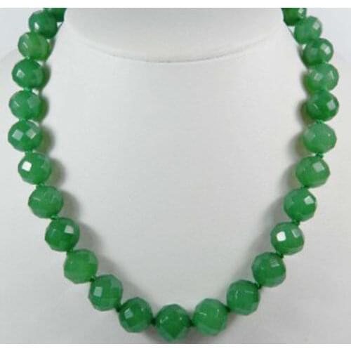 New charming 10mm Faceted Round Aventurine Necklace Women Girls Gift Beads Natural Stone 18inch Fashion Jewelry Making Design