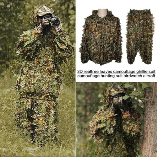 Hunting Clothes New 3D Maple Leaf Bionic Ghillie Suits Yowie Sniper Birdwatch Airsoft Camouflage Clothing Jacket And Pants