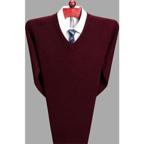 2020 Autumn Winter Mens Woolen Sweater Solid Color Round Collar Base Woolen Sweater Middle-aged Business Mens Sweater