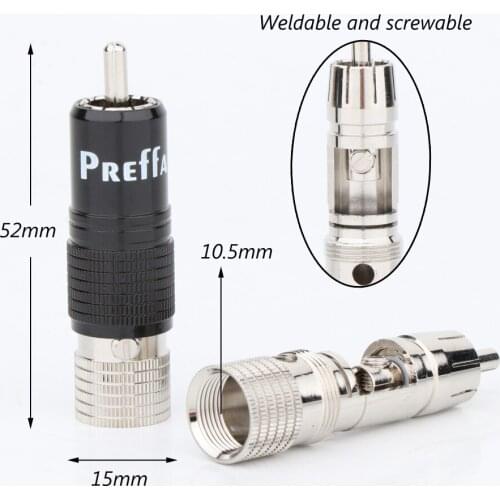 Preffair High Quality 4PCS R1738 Rhodium plated RCA connector unsolder Audio RCA connector screws locking RCA