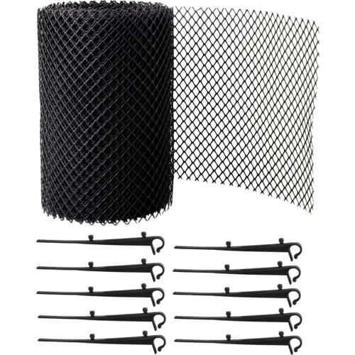 Gutter Guard Mesh Net Leaves Protection Cover Net Set Kit Roll with 10 Clip Fixing Hooks Cuttable Horticultural Protection Net