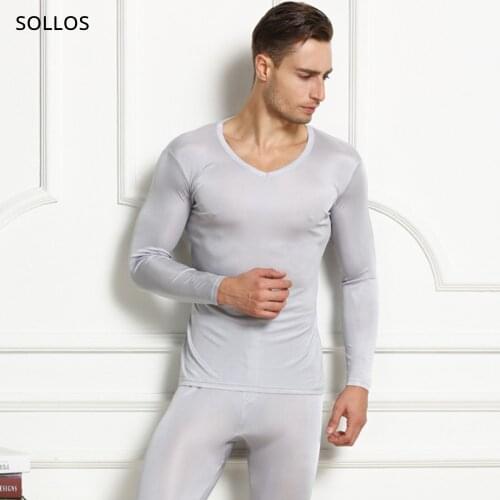Real SILK long johns Mens underwear mens leggings men warm underwear Thermos hot thermal Clothing set сгу winter clothes inner