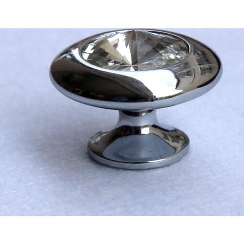 29mm modern simple glass crystal drawer shoe cabinet knobs pulls shiny silver chrome kitchen cabinet dresser door handles knobs