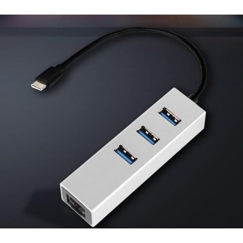 OFCCOM USB 3.0 hub USB Type C To Ethernet Adapter RJ45 LAN Network Card High Speed Splitter 3 Port with Laptop PC Computer Mac