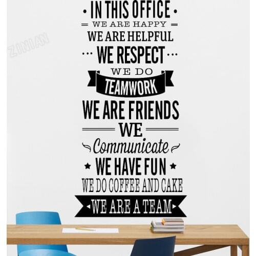 Office Rules Vinyl Wall Decals Teamwork Quote Decor Stickers Art Increase Cohesion Co-worker Lettering Wallpaper For Window Y181
