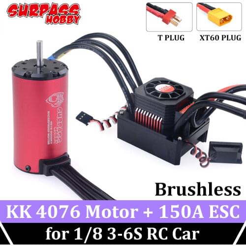 SURPASS HOBBY KK 4076 1350/1500/1700/2000/2250KV 5mm Waterproof 150A ESC 3-6s T/XT60 Plug for 1/8 RC Drift Racing Off-road Car
