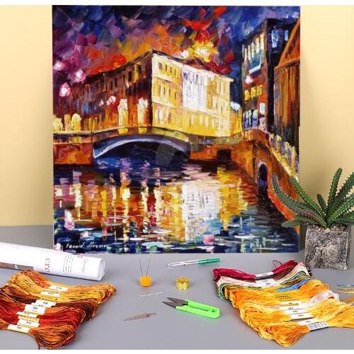 Depth Purple Printed Water-Soluble Canvas 11CT Cross Stitch DIY Embroidery Patterns DMC Threads Craft Handmade Adults