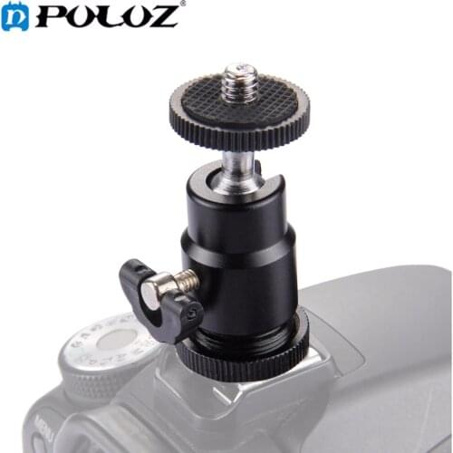 PULUZ 360 Degree Swivel Konsait Mini Ball Head Mount Hot Shoe Tripod Head 1/4 Tripod Screw Head with Lock