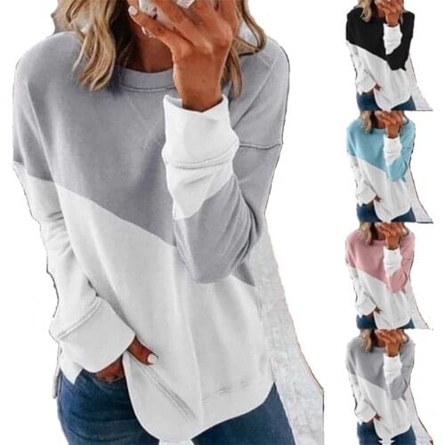 Women Patchwork T Shirt Long Sleeve Autumn O-Neck Loose Plus Size Casual Tee Tops Fashion Female Cloth Harajuku Mujer Camisetas