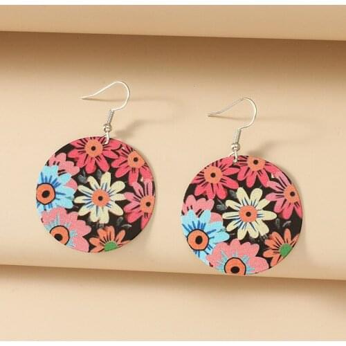 Temperament Daisy Flower Earrings Vintage Colorful Round Drop Earrings For Women Fashion Party Jewelry Earing Pendientes Gift