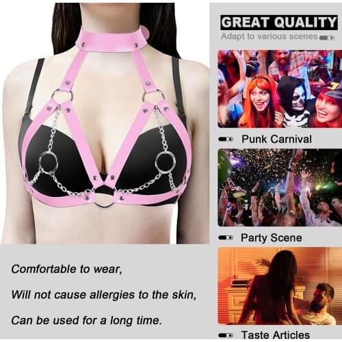 Leather Womens Belt Harness Punk Goth Pole Dance Rave Costume Stocking Garters Harajuku Metal Chain Accessories Sword Belt