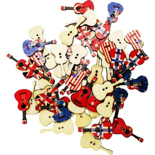 100 Guitar Wooden Buttons Decorative Buttons Buttons Childrens Buttons Made of Wood for