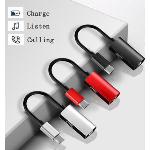 100pcs Type-c to 3.5mm Earphone Cable Jack Audio Aux Cable 2 in 1 Type-C 3.5 AUX Headphone Jack Adapter For Huawei