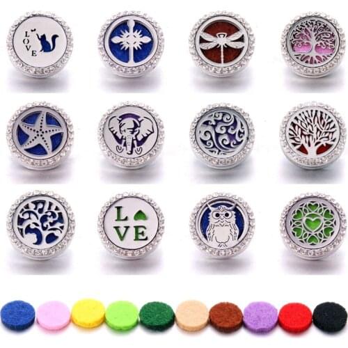 Aromatherapy 18mm Snap Buttons Perfume Locket Magnetic Stainless Steel Essential Oil Diffuser Snap Button Bracelet Jewelry