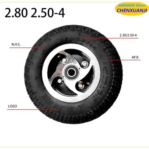 2.80/2.50-4 Tire Inner Tube and Alloy Rim 2.80/2.50- 4 Inner and Outer Tyre Wheel for Electric Scooter Mobility Scooters Go Kart