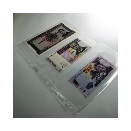 20pages/lot 3pocket clear transparent cards page for currency collection stamp ticket money photoes post inside cards album