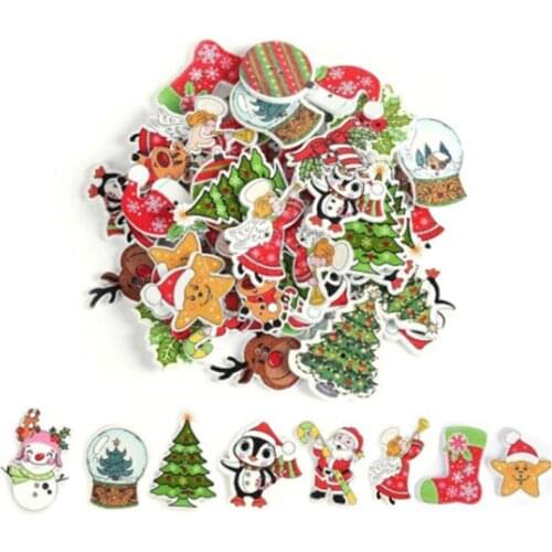2020 New Year Christmas Wooden Seamless Hook Painted With Metal Buckles And Nail-free Hooks Kitchen Creative Xmas Decorations