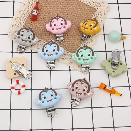 Sunrony 3pcs Silicone Pacifier Clips MonkeyTeether Clips DIY Baby Pacifier Dummy Teething Soother Nursing Jewelry Toy