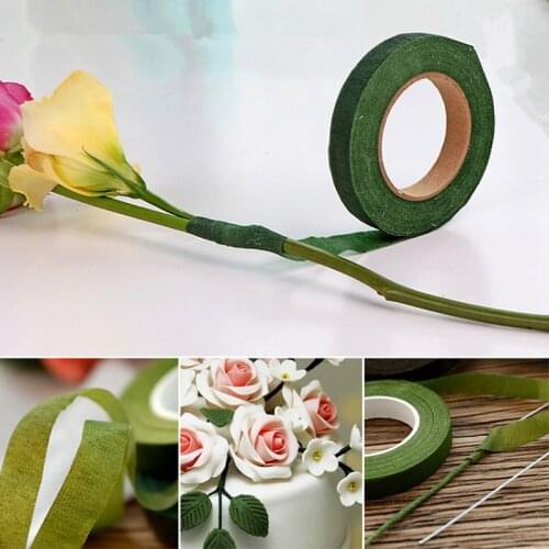 30 yard/roll Green Floral Stem Tape Stationery Tape DIY Decorative Masking Tape Resealable Stretchy Tape Nylon Flower Supplies