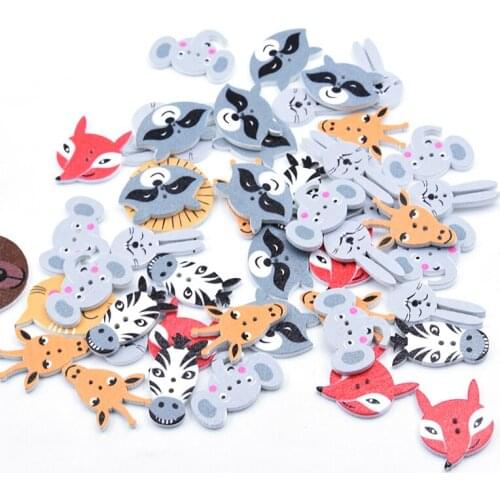 50pc Mixed 9 Species of Animals for Sewing Wooden Clothes Knitting Needles Crafts Scrapbooking DIY Fabric Needlework Buttons