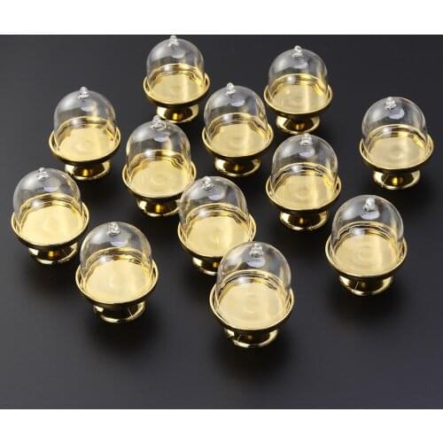 6pcs Mini Cake Stand Shape Candy Box Transparent Tray Modeling Sugar Holder Wedding Favor Boxes Party Supplies (Golden Base)