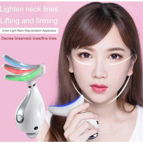 LED Photon Therapy Neck Face Wrinkle Removal Machine 3 Colors LED Skin Lifting Reduce Double Tighten Care Tool Beauty Instrument