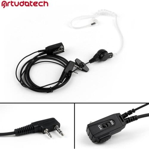 Artudatech 1Pcs 2Pin Covert Acoustic Tube Headset PTT VOX For TYT For Baofeng UV5R For Kenwood TK TH Walkie Talkie Accessories