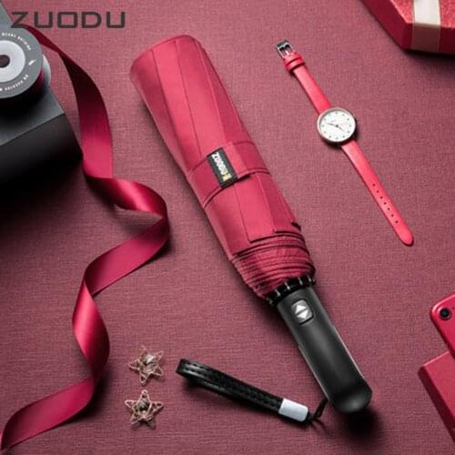 ZUODU Automatic Men Wind Resistant Umbrella Folding Rain Big Umbrella Strong Windproof Car Business Quality Umbrella Gift Box