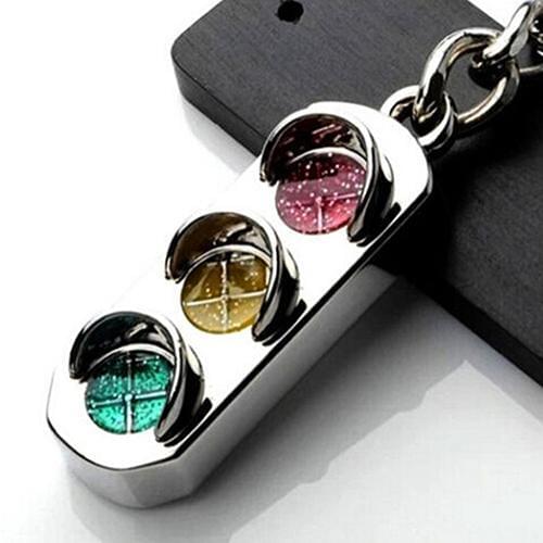 Unisex Key Chains 3D Silvery Traffic Light Signal Pendant Key Ring Keyfob Fashion Jewelry Keychain Creative Gift