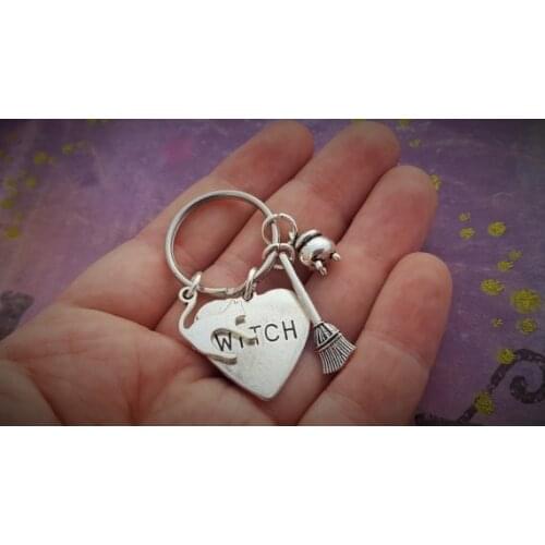 Witchy Keychain, Witch Charms, Halloween Keyring, Gothic Gifts