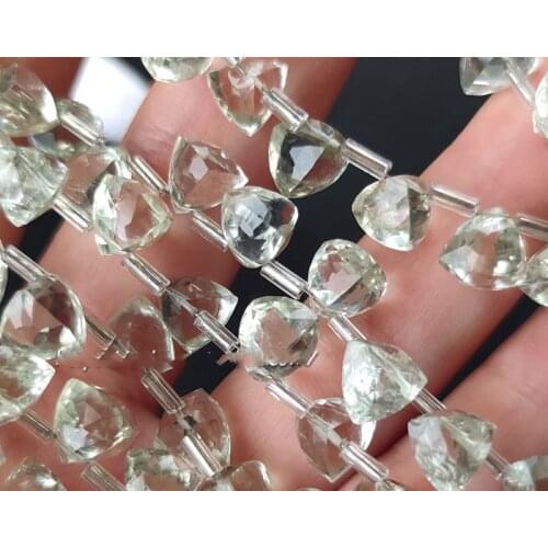 1piece AAA loose beads green crystal triangle faceted 7-8MM for DIY jewelry making FPPJ wholesale beads nature