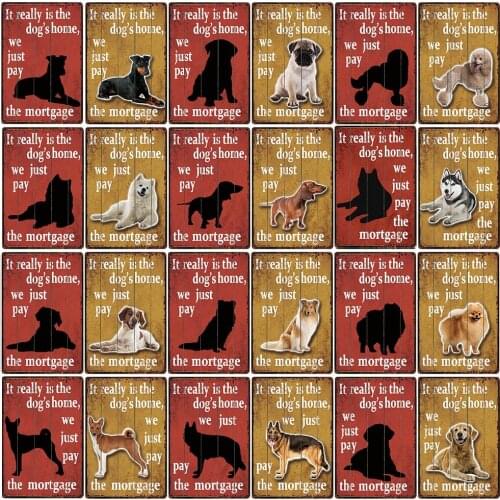 [ Kelly66 ] Pets Dogs Home Basenji Pug Pomeranian Poodle Samoyed Metal Sign Home Decor Bar Wall Art Painting 20*30 CM Size Dy129