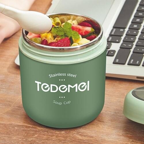 304 stainless steel double-layer insulation soup cup water cup breakfast milk cup portable mini soup pot insulated lunch box