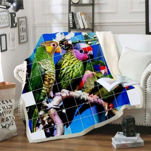 Parrots 3D Printed Fleece Blanket for Beds Thick Quilt Fashion Bedspread Sherpa Throw Blanket Adults Kids 02