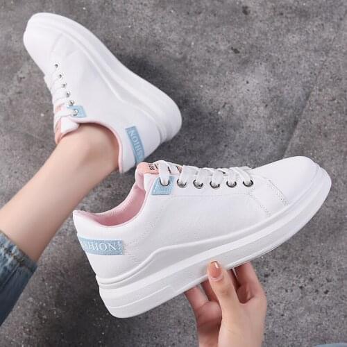 2019 INS Autumn Fashion Women Casual Shoes Leather Platform Shoes Hot Sale Women Sneakers Ladies White Trainers Chaussure Femme