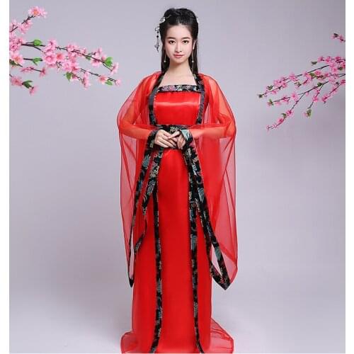 The seven fairy costume Tang Dynasties Hanfu clothing female theatrical princess folk dance costumes