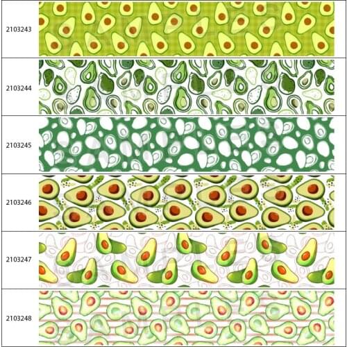 Summer Style Avocado Style Printed Grosgrain Satin Ribbon 50 Yards